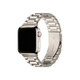 Fibaks Apple Watch Series 10/11 42MM 10/9/8/7/6/5/4/3/SE 41MM 40MM 38MM Kordon Paslanmaz Çelik Stainless Steel Baklalı Ayarlanabilir Akıllı Saat Kordonu - Starlight - Apple 41mm