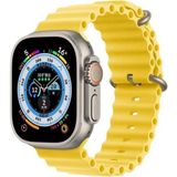 Fibaks Apple Watch Series 10/11 42MM 10/9/8/7/6/5/4/3/SE 41MM 40MM 38MM Kordon Silikon Kabartmalı Ocean Loop Kayış Bileklik - Sarı