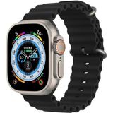 Fibaks Apple Watch Series 10/11 42MM 10/9/8/7/6/5/4/3/SE 41MM 40MM 38MM Kordon Silikon Kabartmalı Ocean Loop Kayış Bileklik - Siyah