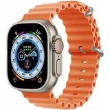 Fibaks Apple Watch Series 10/11 42MM 10/9/8/7/6/5/4/3/SE 41MM 40MM 38MM Kordon Silikon Kabartmalı Ocean Loop Kayış Bileklik - Turuncu