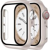 Fibaks Apple Watch Uyumlu 7 8 9 41MM Kılıf Kasa ve Ekran Koruyucu 360 Tam Koruma Kapak - Starlight