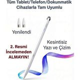 Fibaks Dokunmatik Kalem 2in1 Tüm Cihazlara Uyumlu Tablet Kalemi Telefon Android Windows Yazı Çizim Pen - Beyaz - DP02