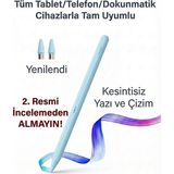 Fibaks Dokunmatik Kalem Tüm Cihazlara Uyumlu Tablet Kalemi Telefon Android Windows Yazı Çizim Pen Mavi - DP01