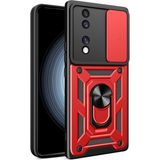 Fibaks Honor 70 Kılıf Kamera Korumalı Sürgülü Yüzüklü Armor Military Tank Koruyucu Kapak - Kırmızı