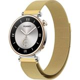 Fibaks Huawei Gt4 41MM Uyumlu Metal Hasır Örgü Mıknatıslı Milano Loop Kordon - GT4 18mm - Gold