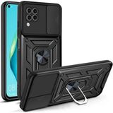 Fibaks Huawei P40 Lite Uyumlu Kılıf Kamera Korumalı Sürgülü Yüzüklü Armor Military Tank Zırh - Siyah