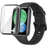 Fibaks Huawei Watch Fit 2 Parlak Kasa ve Ekran Koruyucu 360 Koruma - Siyah