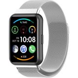 Fibaks Huawei Watch Fit 2 Uyumlu Meta Hasır Örgü Mıknatıslı Kordon Kayış - Gümüş