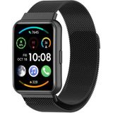 Fibaks Huawei Watch Fit 2 Uyumlu Metal Hasır Örgü Mıknatıslı Milano Loop Kordon - Siyah