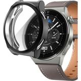 Fibaks Huawei Watch Gt3 Pro 46MM Parlak Kasa ve Ekran Koruyucu 360 Koruma - Siyah