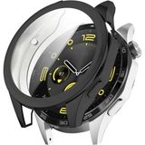 Fibaks Huawei Watch Gt4 46MM Uyumlu Kasa ve Ekran Koruyucu 360 Tam Koruma Silikon Kılıf - Siyah