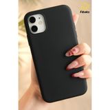Fibaks iPhone 11 Kılıf İçi Kadife Lansman Renkli Yumuşak Silikon Kapak - Soft Siyah