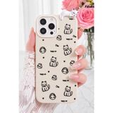 Fibaks iPhone 13 Pro Max Kılıf 3D Uyuyan Kedi Figürlü Happy Cat Desenli Darbe Emici Esnek Silikon Telefon Kılıfı Krem