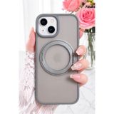 Fibaks iPhone 13/14/15 Kılıf 360° Metal Standlı Magsafe Uyumlu Mat Darbe Korumalı Telefon Kılıfı Gri