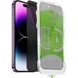 Fibaks iPhone 14 Pro Max/15 Plus/16 Plus Kolay Uygulama Aparatlı Siyah Çerçeveli Tam Kapatan Hayalet Cam Ekran Koruyucu