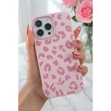 Fibaks iPhone 15 Pro Kılıf Pembe Leopar Desenli Ince Yumuşak Silikon
