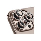 Fibaks iPhone 15 Pro/Pro Max ve 16 Pro/Pro Max Kamera Koruma Parlak Renkli Taşlı Lens Koruyucu Cam Koruma