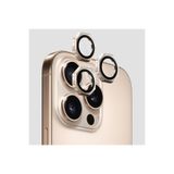 Fibaks iPhone 15 Pro/Pro Max ve 16 Pro/Pro Max Köşeli Sekizgen Desert Titanyum Kamera Lens Koruyucu