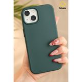 Fibaks iPhone 15/14/13 Kılıf İçi Kadife Lansman Yeşil Renkli Yumuşak Silikon Kapak - Koyu Yeşil