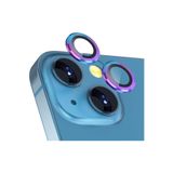 Fibaks iPhone 15/14/Plus/16E/17E Parlak Taşlı Kamera Koruma Lens Koruyucu Temperli Cam Çok Renkli