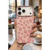 Fibaks iPhone 17 Pro Kılıf Pembe Leopar Desenli Kamera Lens Korumalı Yumuşak Soft Silikon Kapak