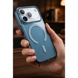 Fibaks iPhone 17 Pro Max Berrak Lacivert Transparan Ince Saydam Sert Darbe Korumalı Magsafe Kılıf