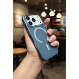 Fibaks iPhone 17 Pro Max Kılıf Parmak Izi Yapmaz Ince Mat Transparan Saydam Sert Darbe Korumalı Magsafe - Lacivert