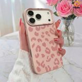 Fibaks iPhone 17 Pro Max Kılıf Pembe Leopar Desenli Kamera Lens Korumalı Yumuşak Soft Silikon Kapak