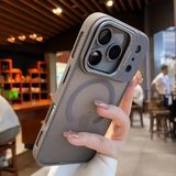 Fibaks iPhone 17 Pro Max Kılıf Standlı Mat Magsafe Metal Tuşlu Kamera Lens Hediyeli Wonk Kapak - Gri