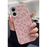 Fibaks iPhone 17 Uyumlu Kılıf Pembe Leopar Desenli Kamera Lens Korumalı Yumuşak Soft Silikon Lansman Kapak
