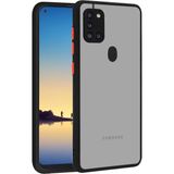 Fibaks Samsung Galaxy A21S Kılıf Mat Parmak Izi Yapmaz Kamera Korumalı Renkli Tuşlu Sert Silikon - Siyah