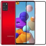 Fibaks Samsung Galaxy A21S Tam Ekran Koruyucu Kırılmaz Cam 9H Temperli Koruma Dayanıklı 5D - Şeffaf
