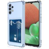 Fibaks Samsung Galaxy A23 Kılıf Kamera Koruma ve Köşe Korumalı Kartlıklı Cüzdanlı Darbe Emici Kapak - Şeffaf