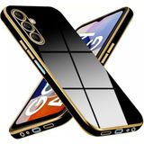 Fibaks Samsung Galaxy A25 Kılıf Parlak Kenarlı Altın Işlemeli Kamera Korumalı Kapak - Siyah