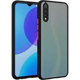 Fibaks Samsung Galaxy A30S Kılıf Mat Parmak Izi Yapmaz Kamera Korumalı Renkli Tuşlu Sert Silikon - Siyah