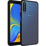 Fibaks Samsung Galaxy A7 2018 Kılıf Mat Parmak Izi Yapmaz Kamera Korumalı Renkli Tuşlu Sert Silikon - Siyah