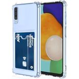 Fibaks Samsung Galaxy A70 Kılıf Kamera Koruma ve Köşe Korumalı Kartlıklı Cüzdanlı Darbe Emici Kapak - Şeffaf