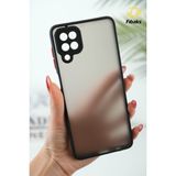 Fibaks Samsung Galaxy M12 Mat Kamera Korumalı Renkli Tuşlu Sert Silikon Kılıf - Siyah