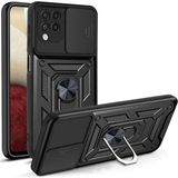 Fibaks Samsung Galaxy M33 Kılıf Kamera Korumalı Sürgülü Yüzüklü Armor Military Tank - Siyah