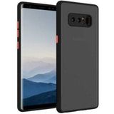 Fibaks Samsung Galaxy Note 8 Kılıf Mat Parmak Izi Yapmaz Kamera Korumalı Renkli Tuşlu Sert Silikon - Siyah