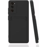Fibaks Samsung Galaxy S20 Fe Kılıf Kamera Korumalı Kartlıklı Cüzdanlı Kırmızı Tuşlu Siyah Silikon Kapak