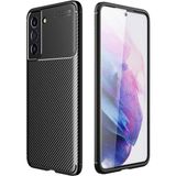 Fibaks Samsung Galaxy S21 Fe Kılıf Rugged Armor Darbe Emici Uzun Ömürlü Dayanıklı Parmak İzi Yapmaz Karbon Tasarım Negro Silikon Kapak - Siyah