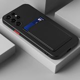 Fibaks Samsung Galaxy S22 Ultra Kılıf Kamera Korumalı Kartlıklı Cüzdanlı Kırmızı Tuşlu Siyah Silikon Kapak
