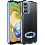 Fibaks Samsung Galaxy S23 Kılıf Kamera Lens Korumalı Şeffaf Renkli Logo Gösteren Parlak Kapak - Mavi