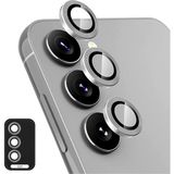 Fibaks Samsung Galaxy S24 Plus Uyumlu Uygulama Aparatlı 3 Parça Kamera Lens Koruyucu Cam Kamera Koruma - Titanyum Gri - Galaxy S24+