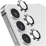 Fibaks Samsung Galaxy S24 Uyumlu Uygulama Aparatlı 3 Parça Kamera Lens Koruyucu Cam Kamera Koruma - Gümüş