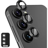 Fibaks Samsung Galaxy S24 Uyumlu Uygulama Aparatlı 3 Parça Kamera Lens Koruyucu Cam - Siyah