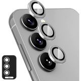 Fibaks Samsung Galaxy S24 Uyumlu Uygulama Aparatlı 3 Parça Kamera Lens Koruyucu Cam - Titanyum Gri