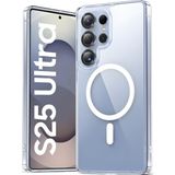 Fibaks Samsung Galaxy S25 Ultra Kılıf Magsafe Wireless Kablosuz Şarj Destekli Sert Şeffaf Darbe Emici Kapak