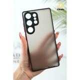 Fibaks Samsung Galaxy S25 Ultra Kılıf Mat Parmak Izi Yapmaz Kamera Korumalı Renkli Tuşlu Sert Silikon Kapak - Siyah